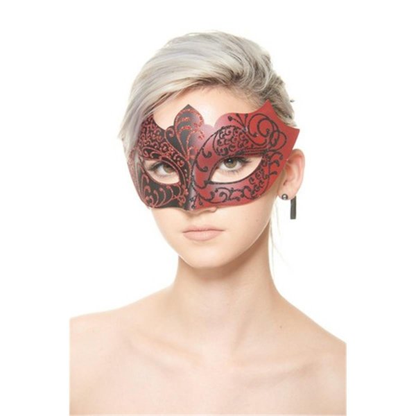 Supriseitsme Black  Red Plastic Masquerade Mask with Glitter Design SU740815